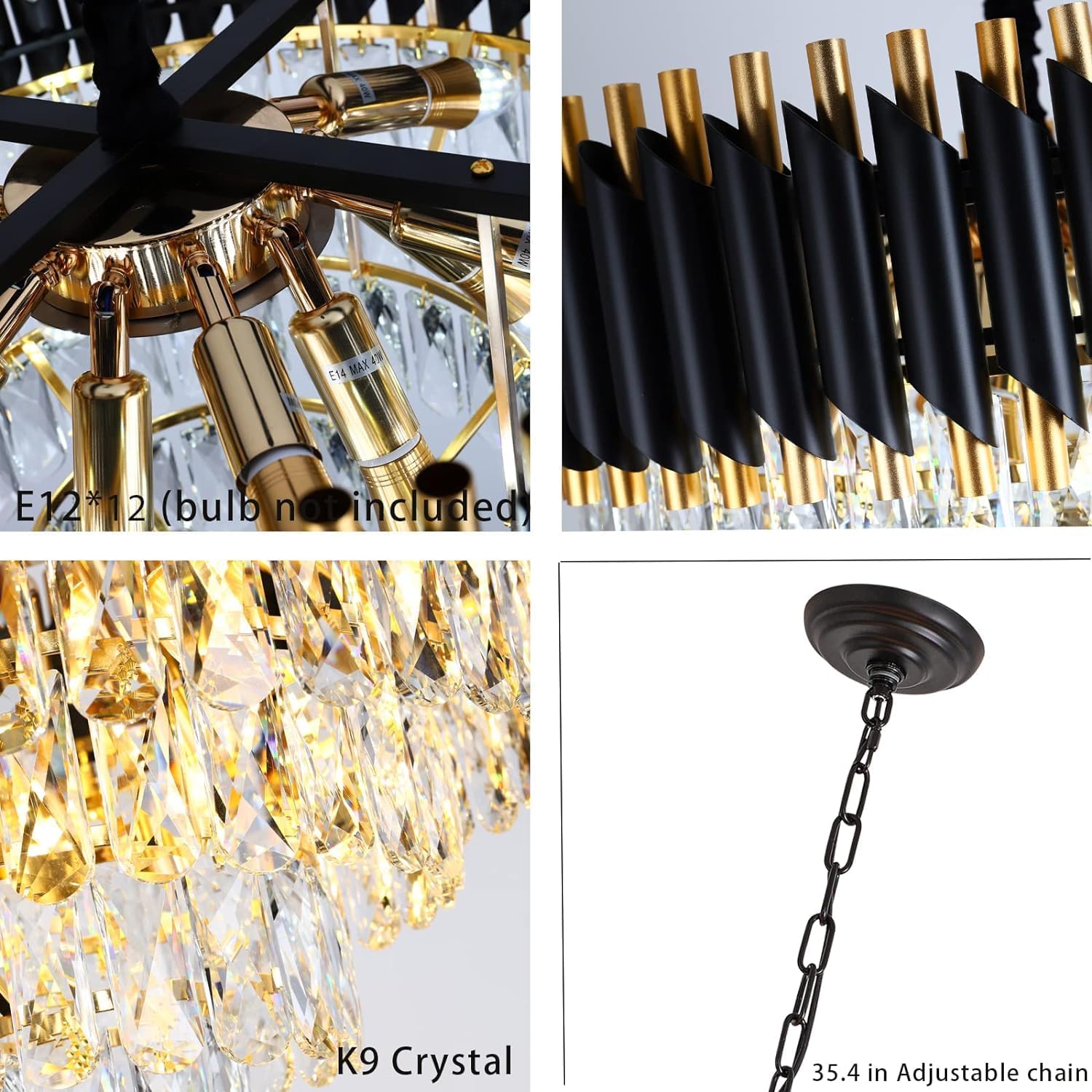 ADWAIT Crystal Chandeliers Black Gold (600mm)